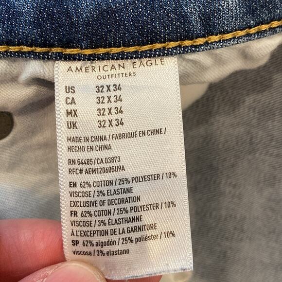 American Eagle Men's Next Level Flex Patched Distressed Skinny Jean Size 32x34 - Picture 7 of 9